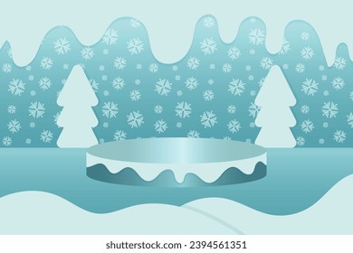 3d background product display podium scene winter season. Abstract minimal scene mockup products display. stage for show case, mockup product display. copy space mock up product display