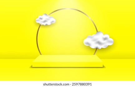 3d background product display podium scene with geometric platform. Vector 3d background with podium. Place to showcase products.