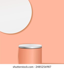 3d background product featuring podium scene with geometric platform. background vector 3d render with podium. stand to show cosmetic products. Stage display case on pink back mat display