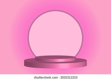 3d background product showing podium scene with geometric platform. Stage stage on beige 3d studio pedestal view, pink