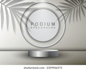 3d producto de fondo que muestra la escena del podio con hojas. representación vectorial de fondo 3d con podio. se puede mostrar productos cosméticos.