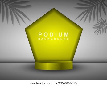 3d producto de fondo que muestra la escena del podio con hojas. representación vectorial de fondo 3d con podio. se puede mostrar productos cosméticos.