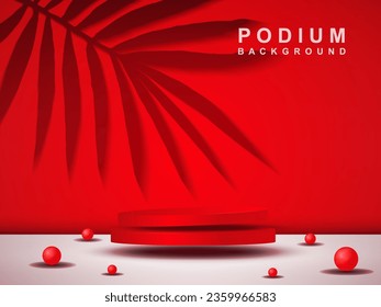 3d background product showing podium scene with leaves. vector rendering of 3d background with podium. stand to show cosmetic products.