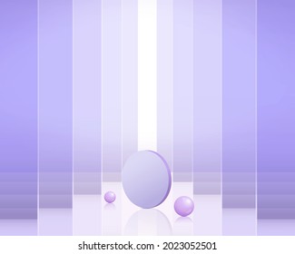 Los productos de fondo 3d se muestran con plataforma geométrica. fondo morado. se puede mostrar productos cosméticos. Escenario en la pantalla peatonal 3d estudio beige.