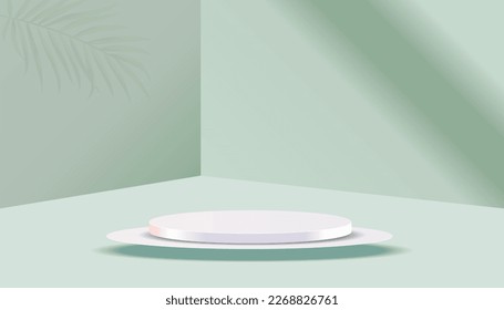 3D-Hintergrundprodukte zeigen minimale Podium-Szene mit geometrischer Plattform. Hintergrund, Vektorgrafik 3d mit Siegerpodium. zeigen Kosmetikprodukte. Studioaufnahme auf dem Fußboden, modernes Studio