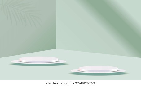 3d background products display minimal podium scene with 2 geometric platform. background vector 3d with winners podium. stand to show cosmetic products. Stage showcase on pedestal modern studio