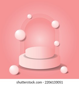 3D background products display pink podium with circle.