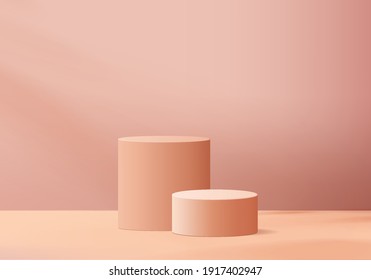 3d background products display podium scene with geometric platform. background vector 3d rendering with podium. stand to show cosmetic products. Stage showcase on pedestal display studio pink pastel