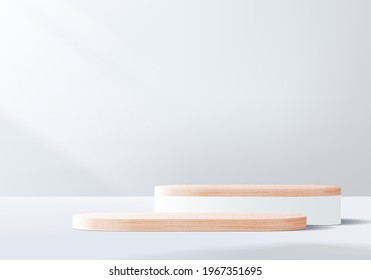 3d background products display podium scene with geometric platform. background vector 3d rendering with podium. stand to show cosmetic products. Stage showcase on pedestal display white studio