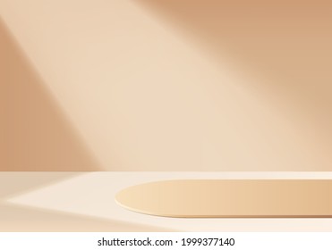 3d background products display podium scene with geometric platform. background vector 3d rendering with podium. stand to show cosmetic products. Stage showcase on pedestal display beige studio - Shutterstock ID 1999377140