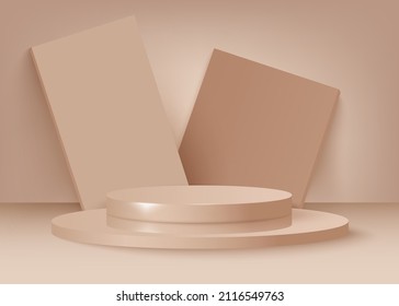 3d background products display podium scene with geometric platform. backdrop background vector 3d render with podium. stand to show cosmetic products. Stage showcase on pedestal display blue backdrop