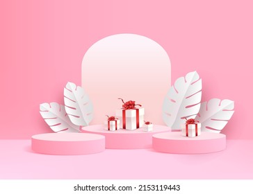 3d background products display podium scene with geometric platform stand to show cosmetic products