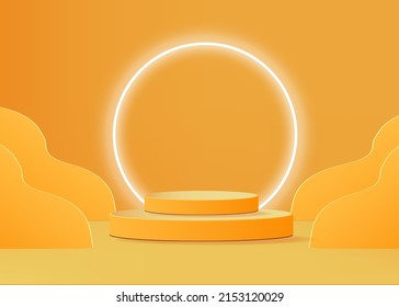 3d background products display podium scene with geometric platform stand to show cosmetic products