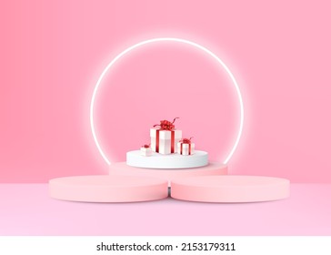 3d background products display podium scene with geometric platform stand to show cosmetic products