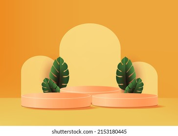 3d background products display podium scene with geometric platform stand to show cosmetic products