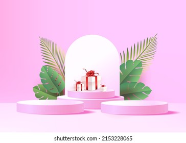 3d background products display podium scene with geometric platform stand to show cosmetic products