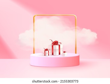 3d background products display podium scene with geometric platform stand to show cosmetic products. Stage showcase on pedestal display studio