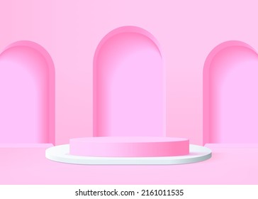3d background products display podium scene with geometric platform stand to show cosmetic products