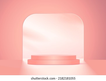 3d background products display podium scene with geometric platform stand to show cosmetic products. Stage showcase on pedestal display studio