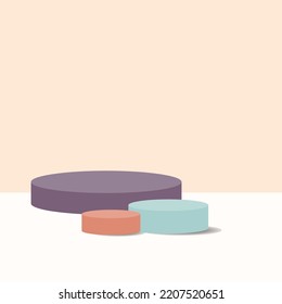 3D background products display podium with the platform, Showcase on a minimal pedestal pastel background.