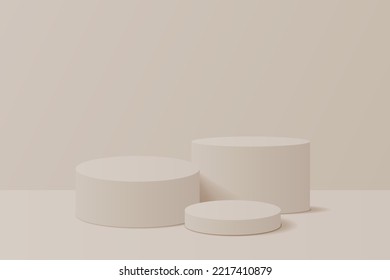 3 quinquies productos de fondo muestran podio. representación 3d del vector de fondo con podio. se presenta producto cosmético en el podio 3d. Muestra de escenario en el estudio de fondo peatonal de color beige