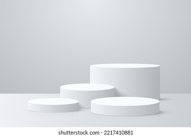 3d background products display podium. background vector 3d rendering with podium. stand to show cosmetic product on podium 3d. Stage showcase on pedestal display beige background studio