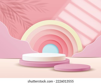 3d background products display podium scene with geometric platform. podium for mockup products, stage showcase, promotion display. Vector illustration