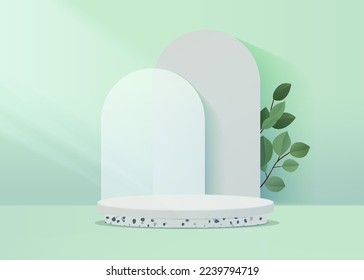 3d background products display podium scene with geometric platform stand to show cosmetic products. Stage showcase on pedestal display studio