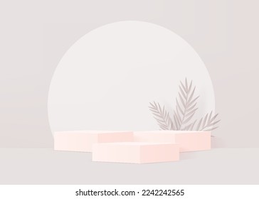 3d background products display podium scene with geometric platform stand to show cosmetic products. Stage showcase on pedestal display studio