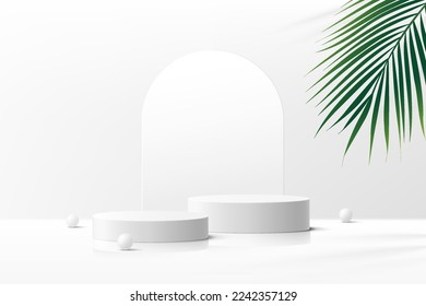 3d background products display podium scene with geometric platform stand to show cosmetic products. Stage showcase on pedestal display white studio 