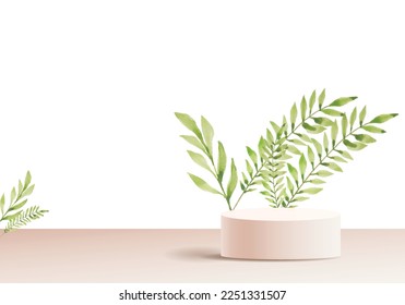 3d background products display podium scene with geometric platform. background vector 3d rendering with podium. stand to show cosmetic products. Stage showcase on pedestal display pink studio