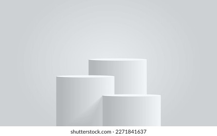 3d background products display podium. background vector 3d rendering with podium. stand to show cosmetic product on podium 3d. Stage showcase on pedestal display beige background studio