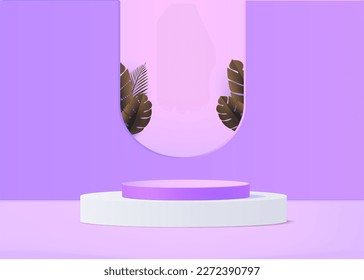 3d background products display podium scene with geometric platform stand to show cosmetic products. Stage showcase on pedestal display studio