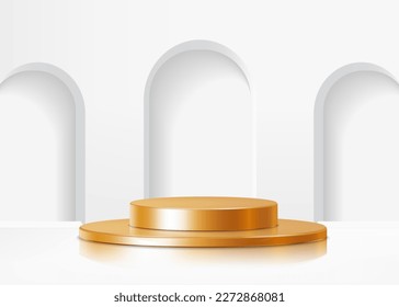 3d background products display podium scene with geometric platform stand to show cosmetic products. Stage showcase on pedestal display studio