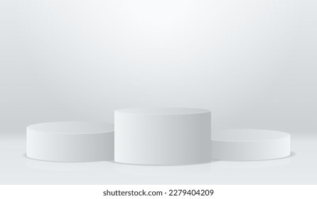 3D-Hintergrundprodukte zeigen ein Podium. Hintergrund, Vektorgrafik 3D mit Podium. stehen, um kosmetisches Mittel auf Podium 3d zu zeigen. Studioaufnahme auf dem Sofa auf weißem Hintergrund