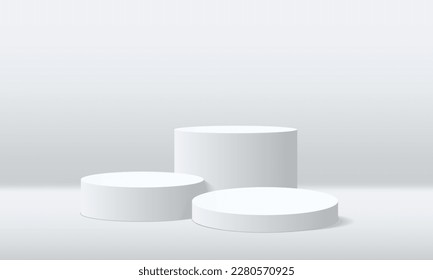 3d background products display podium. background vector 3d rendering with podium. stand to show cosmetic product on podium 3d. Stage showcase on pedestal display white background studio