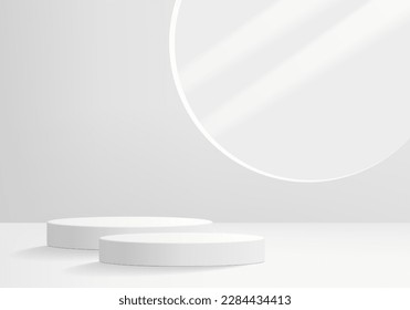 3d background products display podium scene with geometric platform stand to show cosmetic products. Stage showcase on pedestal display white studio