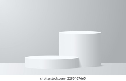 3d background products display podium. background vector 3d rendering with podium. stand to show cosmetic product on podium 3d. Stage showcase on pedestal display beige background studio