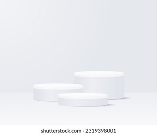 3d background products display podium. background vector 3d rendering with podium. stand to show cosmetic product on podium 3d. Stage showcase on pedestal display white background studio