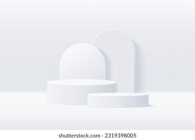 3 quinquies productos de fondo muestran podio. representación 3d del vector de fondo con podio. se presenta producto cosmético en el podio 3d. Muestra de escenario en el estudio de fondo blanco para pantalla peatonal
