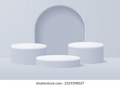 3d background products display podium. background vector 3d rendering with podium. stand to show cosmetic product on podium 3d. Stage showcase on pedestal display beige background studio