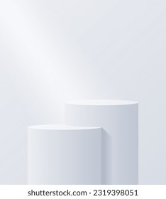 3d background products display podium. background vector 3d rendering with podium. stand to show cosmetic product on podium 3d. Stage showcase on pedestal display white background studio