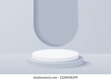 3d background products display podium. background vector 3d rendering with podium. stand to show cosmetic product on podium 3d. Stage showcase on pedestal display white background studio