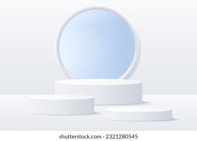3 quinquies productos de fondo muestran podio. representación 3d del vector de fondo con podio. se presenta producto cosmético en el podio 3d. Muestra de escenario en el estudio de fondo blanco para pantalla peatonal