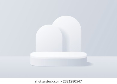 3d background products display podium. background vector 3d rendering with podium. stand to show cosmetic product on podium 3d. Stage showcase on pedestal display white background studio