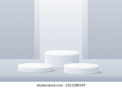 3d background products display podium. background vector 3d rendering with podium. stand to show cosmetic product on podium 3d. Stage showcase on pedestal display white background studio