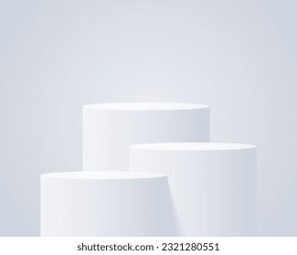 3 quinquies productos de fondo muestran podio. representación 3d del vector de fondo con podio. se presenta producto cosmético en el podio 3d. Muestra de escenario en el estudio de fondo blanco para pantalla peatonal