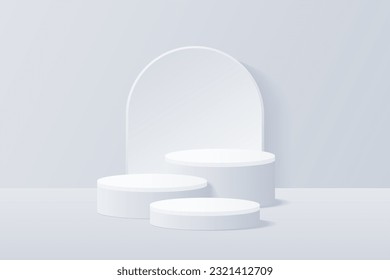 3d background products display podium. background vector 3d rendering with podium. stand to show cosmetic product on podium 3d. Stage showcase on pedestal display white background studio