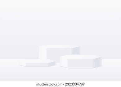 3 quinquies productos de fondo muestran podio. representación 3d del vector de fondo con podio. se presenta producto cosmético en el podio 3d. Muestra de escenario en el estudio de fondo blanco para pantalla peatonal