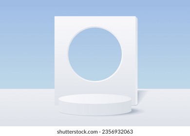 3d background products display podium. background vector 3d rendering with podium. stand to show cosmetic product on podium 3d. Stage showcase on pedestal display beige background studio